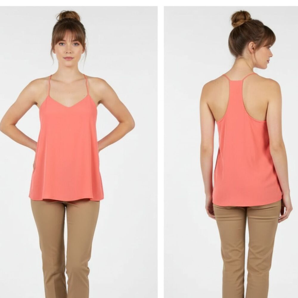 TIBI Silk Coral Orang Sleeveless Halter Top 2